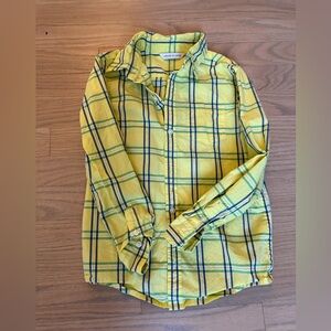 Janie and Jack Boys Long Sleeve button up shirt yellow plaid size 6